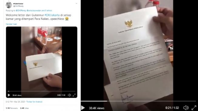 Video viral tenaga kesehatan menangis baca surat dari Anies Baswedan di kamar hotel