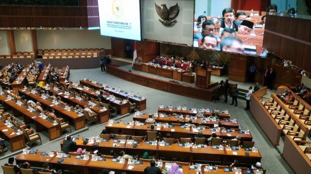 Rapat paripurna ke-7 masa persidangan II Tahun 2019-2020 di Kompleks Parlemen, Senayan, Jakarta, Senin (13/1/2020)./Ist